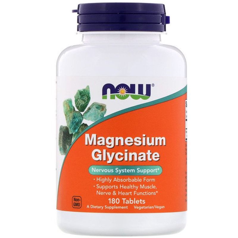 Now Magnesium Glycinate, 180 Tabletter